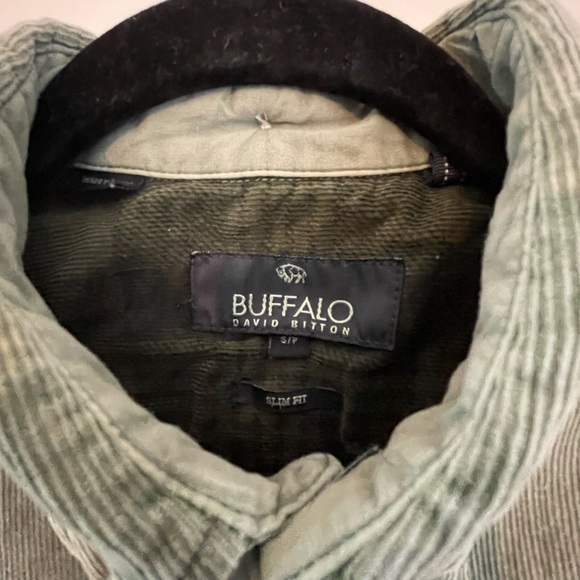 Buffalo L/S Corduroy slim fit shirt. Size Small. Color is Olive Green. - Picture 3 of 3